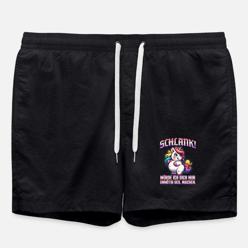 Slim & self-confident: Ironic statement - Swim Trunks - black