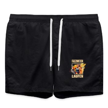 Faszination Laufen - Badeshorts - Schwarz - Vorne - AI Model Male 185 light (185cm)