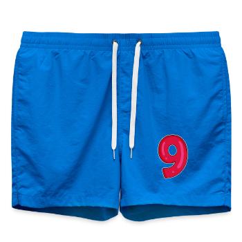 Number 9 - Nine - 9 Motif - Swim Trunks - cobalt blue - Front