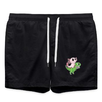 Dino Motiv Dinosaurier Axolotl Motiv Kinder - Badeshorts - Schwarz - Vorne - AI Model Male 185 light (185cm)
