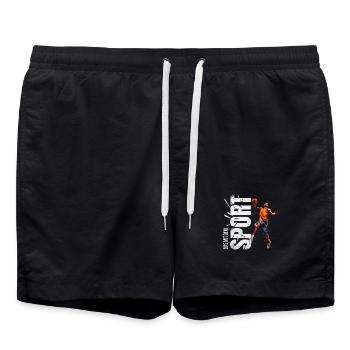 Eins mit dem Sport - Basketball - Badeshorts - Schwarz - Vorne - AI Model Male 185 light (185cm)