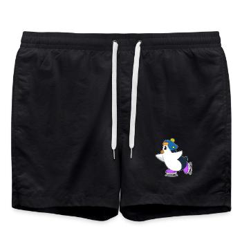 Penguin Ice Skating Skates - Swim Trunks - black - Front - AI Model Male 185 light (185cm)
