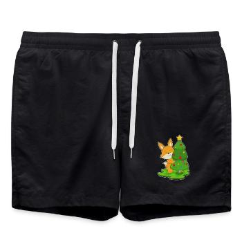 Fuchs Weihnachten Weihnachtsbaum - Badeshorts - Schwarz - Vorne - AI Model Male 185 light (185cm)