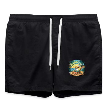 Fröhlicher Papagei unter der Sonne - Badeshorts - Schwarz - Vorne - AI Model Male 185 light (185cm)