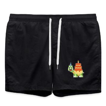 Gâteau d’anniversaire de la Tortue - Short de bain - noir - Devant - AI Model Male 185 light (185cm)