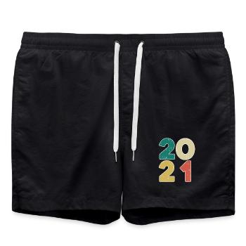 2021 - Jahrgang 2021 - Baujahr 2021 - Badeshorts - Schwarz - Vorne - AI Model Male 185 light (185cm)