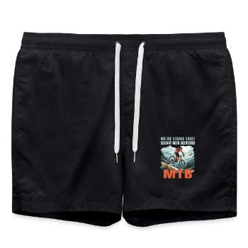 MTB: Wo die Straße endet beginnt mein Abenteuer - Badeshorts - Schwarz - Vorne - AI Model Male 185 light (185cm)