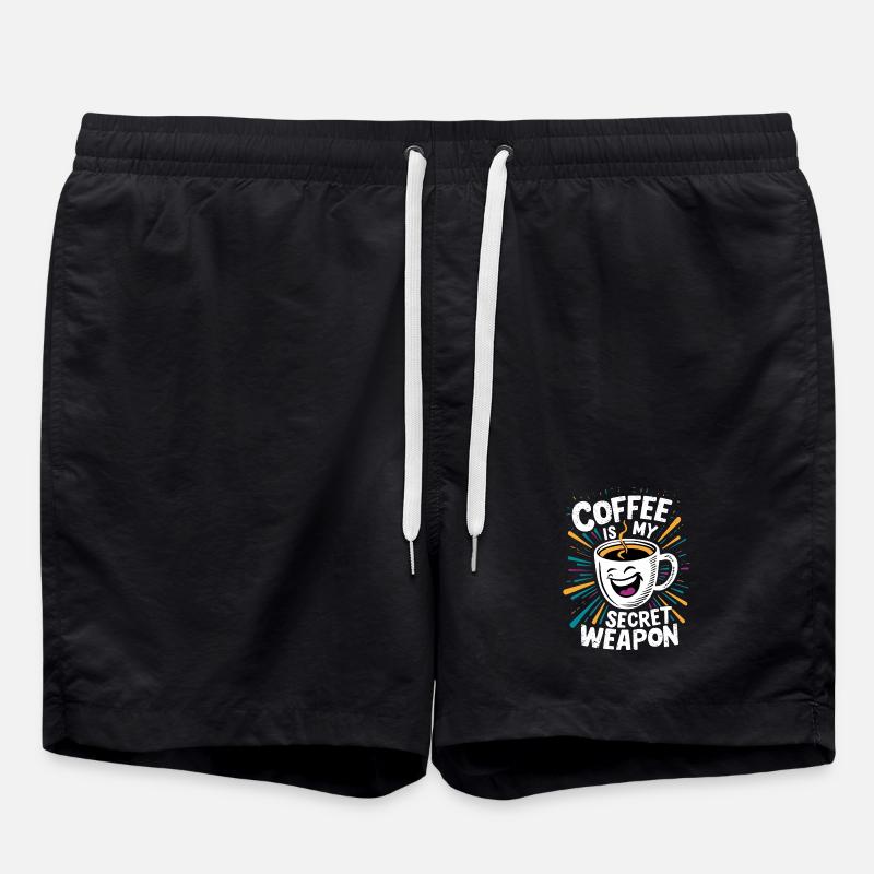 Lustige Kaffeetasse Spruch - Badeshorts - Schwarz