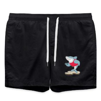 Bodybuilding Shark Bodybuilder avec haltères - Short de bain - noir - Devant - AI Model Male 185 light (185cm)