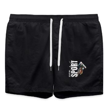 Eins mit dem Sport - Mountainbike - Badeshorts - Schwarz - Vorne - AI Model Male 185 light (185cm)