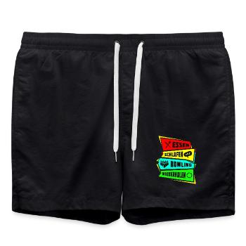 Essen Schlafen Bowling wiederholen - Badeshorts - Schwarz - Vorne - AI Model Male 185 light (185cm)