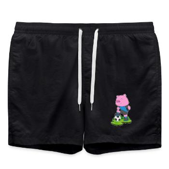 Schwein Fußballspieler Fußball - Badeshorts - Schwarz - Vorne - AI Model Male 185 light (185cm)
