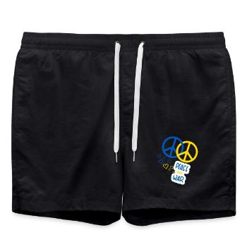 Peace not war (Yellow & Blue) - Swim Trunks - black - Front - AI Model Male 185 light (185cm)
