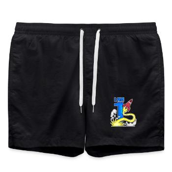 1 Year Birthday Boy Gift - Swim Trunks - black - Front - AI Model Male 185 light (185cm)