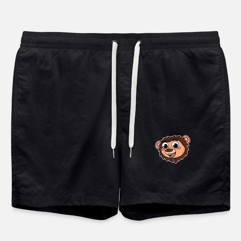 Lion Head Animal - Swim Trunks - black