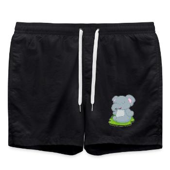 Elefant Yoga Fitness Meditation - Badeshorts - Schwarz - Vorne - AI Model Male 185 light (185cm)