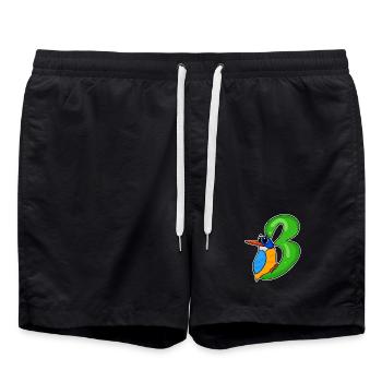 3rd Birthday Motif Kingfisher - Three Years Old - Swim Trunks - black - Front - AI Model Male 185 light (185cm)