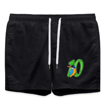 10ème anniversaire motif martin-pêcheur - dix ans - Short de bain - noir - Devant - AI Model Male 185 light (185cm)