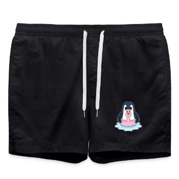 Flamant rose pingouin - Short de bain - noir - Devant - AI Model Male 185 light (185cm)