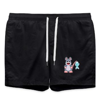 Maus Angler Fisch Angeln - Badeshorts - Schwarz - Vorne - AI Model Male 185 light (185cm)