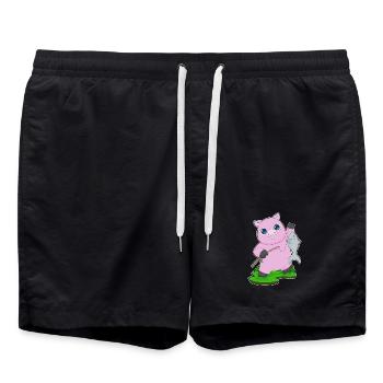 Schwein Angler Fisch Angeln - Badeshorts - Schwarz - Vorne - AI Model Male 185 light (185cm)