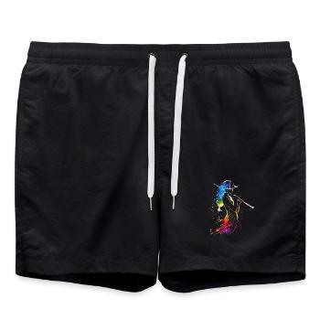 Flute player Retrowave - Swim Trunks - black - Front - AI Model Male 185 light (185cm)