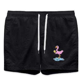 Fleur de flamant rose - Short de bain - noir - Devant - AI Model Male 185 light (185cm)