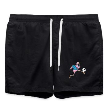 Flamingo Fußballspieler Fußball - Badeshorts - Schwarz - Vorne - AI Model Male 185 light (185cm)