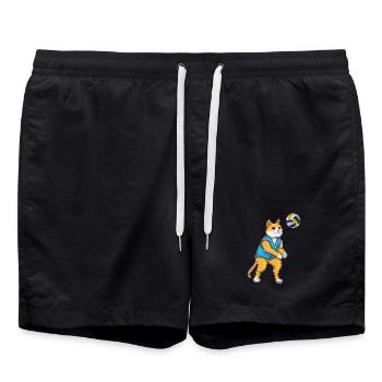 Cat Volleyball Player Volleyball - Swim Trunks - black - Front - AI Model Male 185 light (185cm)