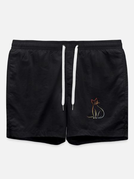 Cat Sketch Retro - Swim Trunks - black