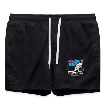 Australien Känguru Comic Flagge Natur Tiere Logo - Badeshorts - Schwarz - Vorne - AI Model Male 185 light (185cm)