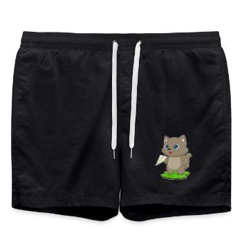 Avion en papier pour chat - Short de bain - noir - Devant - AI Model Male 185 light (185cm)