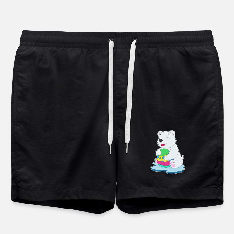 Eisbär Ostern Osterei - Badeshorts - Schwarz