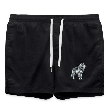 Wolf design Wolfsliebhaber Majestätischer Wolf - Badeshorts - Schwarz - Vorne - AI Model Male 185 light (185cm)