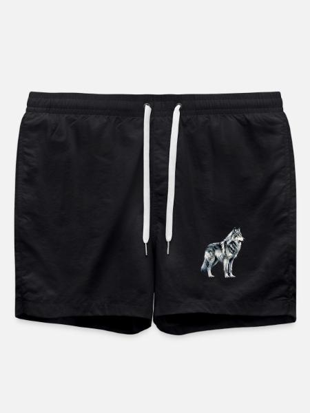 Wolf design Wolf Lover Majestic Wolf - Swim Trunks - black