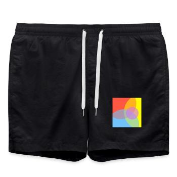 Motif de jeu de couleurs - Short de bain - noir - Devant - AI Model Male 185 light (185cm)