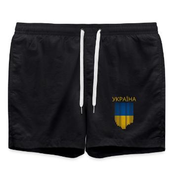 Drapeau ukrainien, fierté ukrainienne - Short de bain - noir - Devant - AI Model Male 185 light (185cm)