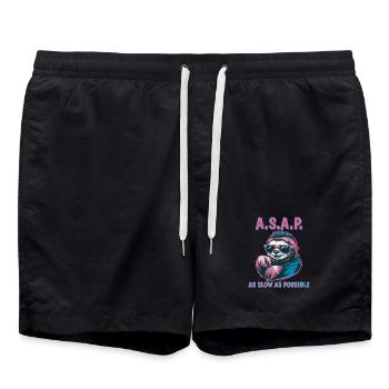 ASAP As Slow As Possible Funny Sloth - Swim Trunks - black - Front - AI Model Male 185 light (185cm)