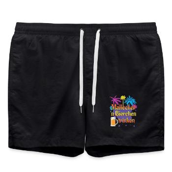Malle Mallecker Bierchen Trinken Mallorca Bier - Badeshorts - Schwarz - Vorne - AI Model Male 185 light (185cm)