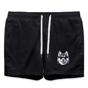 Cool husky with sunglasses - Swim Trunks - black - Front - AI Model Male 185 light (185cm)