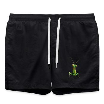 Gottesanbeterin Praying Mantis Liebe Fangschrecken - Badeshorts - Schwarz - Vorne - AI Model Male 185 light (185cm)