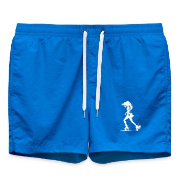Roller Skater Drawing - Swim Trunks - cobalt blue - Front