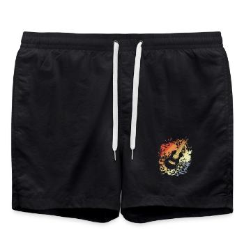 Ukulele Comic Look - Swim Trunks - black - Front - AI Model Male 185 light (185cm)