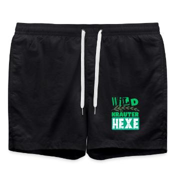Mama Wildkräuter Hexe Kräuter Design - Badeshorts - Schwarz - Vorne - AI Model Male 185 light (185cm)