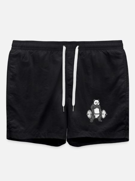 Panda Bodybuilder Barbell Bodybuilding - Swim Trunks - black