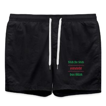 Stitch by stitch, happiness arises - Swim Trunks - black - Front - AI Model Male 185 light (185cm)