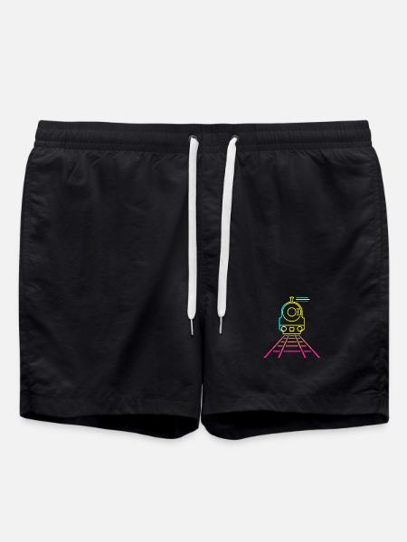 Eisenbahn Cartoon Stil - Badeshorts - Schwarz
