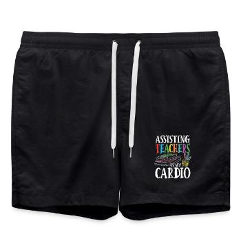 Assisting teachers is my cardio - Badeshorts - Schwarz - Vorne - AI Model Male 185 light (185cm)