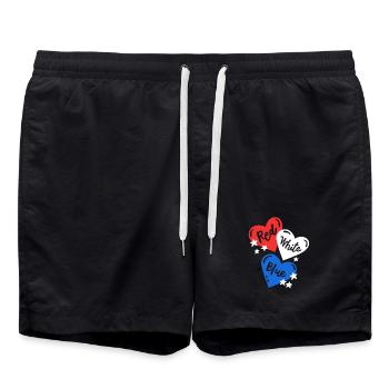 4. Juli USA Flagge Patriotisch - Badeshorts - Schwarz - Vorne - AI Model Male 185 light (185cm)