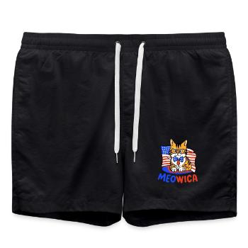 Katze amerikanische Flagge 4. Juli - Badeshorts - Schwarz - Vorne - AI Model Male 185 light (185cm)